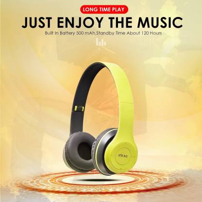 Saztech SZT 2023 NEW P47 Wireless Over-ear Headphone Dynamic Thunder Bass Gaming Sports Bluetooth Headset