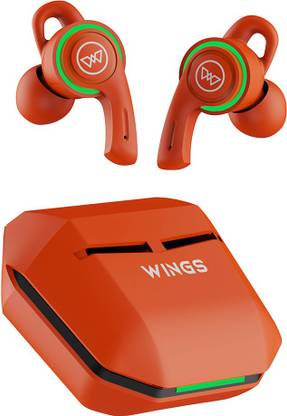 Wings Phantom 200 Earbuds, LED, Game mode 40ms Low Latency, DNS Mic Headphones Bluetooth Gaming Headset  (Orange, In the Ear)