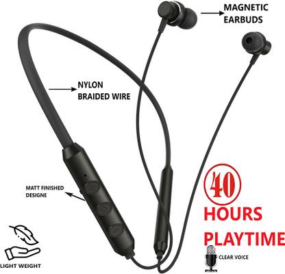 Techobucks Wireless Neckband with 8H Playtime,Dual Connectivity & Magnet Earbuds Lock. Bluetooth