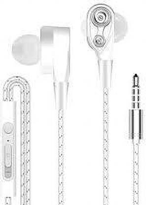 Anshi Dual Speaker white 4D Deep Bass Wired earphone Wired Headset headphone Wired