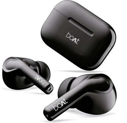 boAt Airdopes 161 with 40 Hours Playback, ASAP Charge & 10mm Drivers Bluetooth Headset  (Pebble Black, True Wireless)