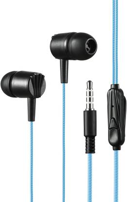 Rhobos Stereo Wired Earphones – Deep Bass, HD Sound, Mic, Tangle-Free, Blue Wired