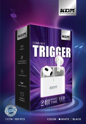 KDM W4 TRIGGER Up to 24 hr Playback Time Bluetooth Earbuds Bluetooth