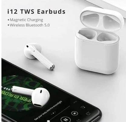 AJ HUB Wireless Bluetooth 5.0 Stereo Headset i12 With Charging Case And Cable Bluetooth