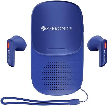 ZEBRONICS ZEB Sound Bomb X1 3-in-1 Wireless Earbuds, Speaker Combo, Built-in LED Torch Bluetooth Headset  (Blue, True Wireless)