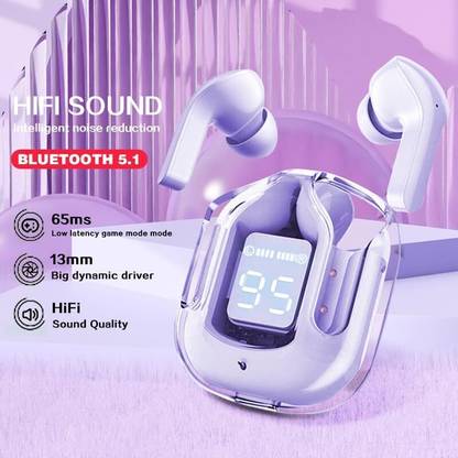 NICK JONES Earbuds with Display, Transparent Design, 30 Hrs Playtime with Fast Charging, Bluetooth