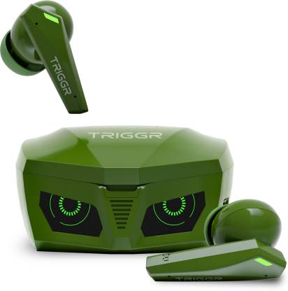 TRIGGR Kraken X1 with Battery Display, 40ms Latency, Quad Mic ENC, 40 Hr Battery, v5.3 Bluetooth Headset  (Green, True Wireless)