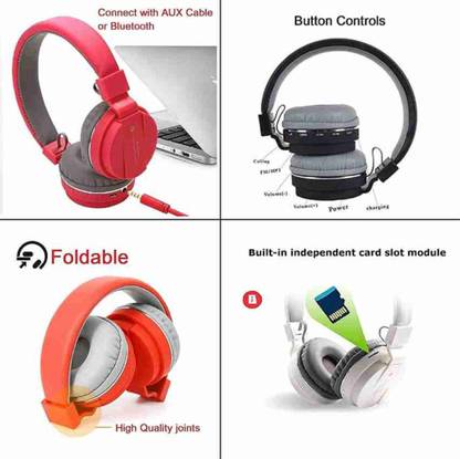 Clairbell ZED_1026_P47 Wireless Bluetooth Headphones HD Sound Bass Mic SD Card Slot Bluetooth