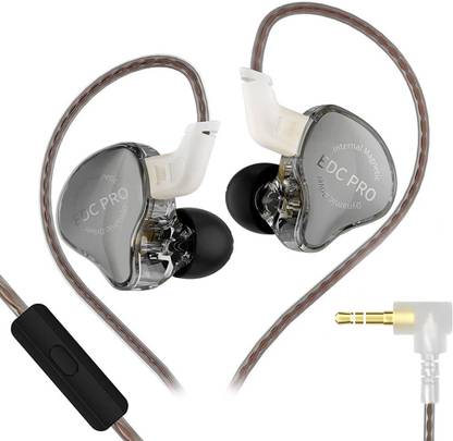 KZ EDC Pro IEM Earphone With In-Line Microphone, OFC Detachable 3.5mm Plug Cable Wired