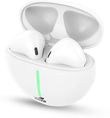 iCruze Digital Oval True Wireless Earbuds 13MM Drivers, upto 8 Hrs playtime (White) Bluetooth without Mic
