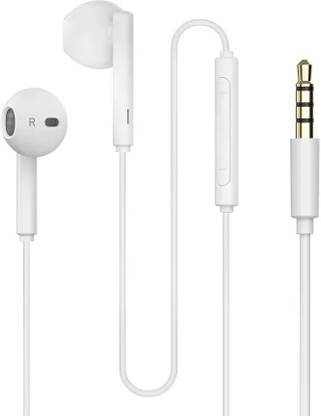 CABTRONICS 3.5mm Wired Earphone With HD Quality In-Line Mic, 14.2mm Driver Wired (White) Wired
