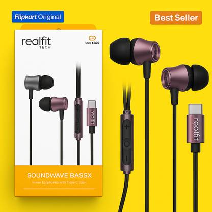 REALFIT Type-C Earphones with Mic | Deep Bass | Tangle-Free Cable | HD Audio Wired