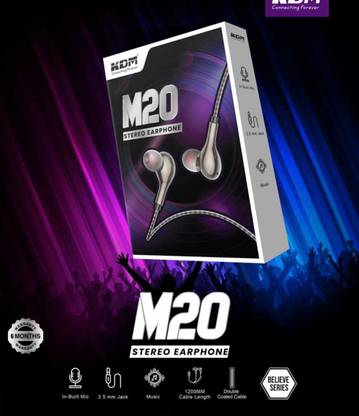 KDM M20 stereo earphone with double coated cable in built mic Wired
