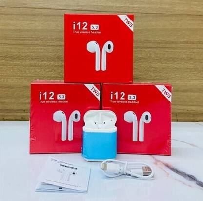 HEMAVI TWS HEADPHONE I12 WHITE COLOUR BASE SOUND QUALITY Bluetooth without Mic