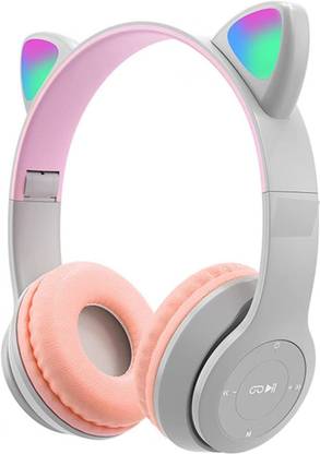Techpunch New Cat Kids Bluetooth Headphones for Girls ,Foldable Headset with Microphone Bluetooth & Wired