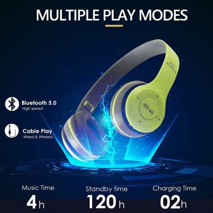 Saztech SZT 2023 NEW P47 Wireless Over-ear Headphone Dynamic Thunder Bass Gaming Sports Bluetooth Headset