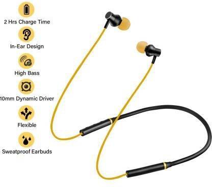 Gadget Master Neckband unstoppable sound voice wireless bluetooth yellow color Bluetooth
