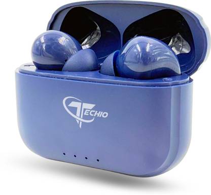 Techio Buds Xero TWS earbud w2 with Quad Mic ENC, 50Hrs Battery (Blue, True Wireless) Bluetooth