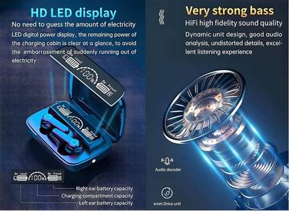 Pb Enterprises M19 LED Display TWS Wireless Earbuds Bluetooth Bluetooth