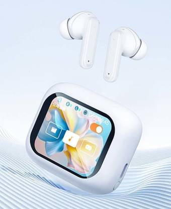 DIGITRENDS LCD Smart Touch Screen Bluetooth Earbuds TWS Noise Cancelling ANC+ENC Earbuds Bluetooth