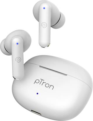 PTron Bassbuds Joy TWS with 13mm Drivers, Stereo Calls, 32Hrs Playtime,Type-C Charging Bluetooth Headset  (White, True Wireless)