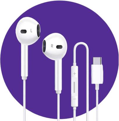 Bxeno Type C Earphone with Mic for S22 Ultra,Tab S8, A53 5G,Z Fold3, S21[WHITE13] Wired
