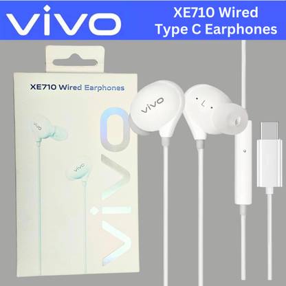vivo XE710 Wired Type C Earphones with Mic for Calling, Powerful Audio,1.25M Cable Wired