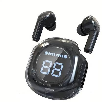 RECTITUDE True Wireless Earbuds with Display Transparent Design, RGB Lights, Android & iOS Bluetooth