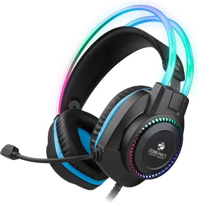 ZEBRONICS Zeb-Jet Pro Premium Headphone,LED Headband,Suspension Design, 2 mtr 3.5mm+USB Wired Gaming
