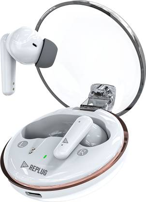 REPLUG Earbuds M5 (White) with Free Plastic Case, 30 Hours Battery Life Bluetooth