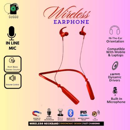 GUGGU Neckband Bluetooth headset 235 Pro 48Hrs Playtback With Fast Charging LJ341 Bluetooth