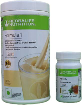 HERBALIFE HERBALIFE WEIGHT LOSS/GAIN FORMULA 1 VANILLA SHAKE 500G TULSI AFRESH 50G VANILLA, NATURAL TULSI