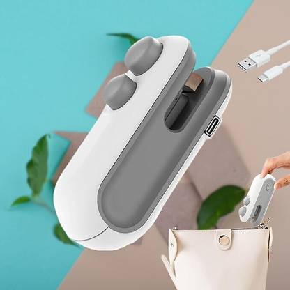 HDcare New Mini seal Machine, 2 in 1 USB Rechargeable Magnetic Heat Sealing & Cutting Hand Held Heat Sealer