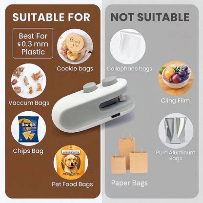 Nxtnova 2-in-1 USB Rechargeable Portable Mini Bag Sealer & Cutter | Heat Sealing Machine Hand Held Heat Sealer