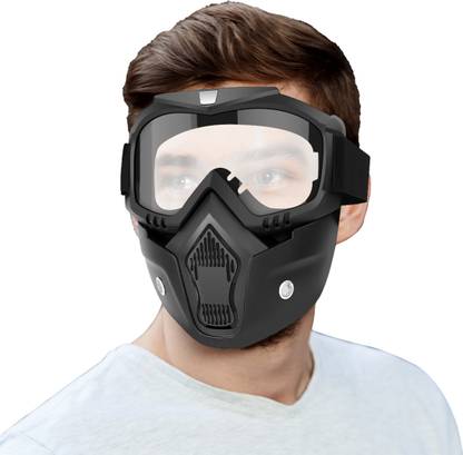 OBEROI'S TRADERS Transparent Goggle Face Mask Anti Scratch UV Protected & Eyewear Dirt Shield Helmet Breath Guard