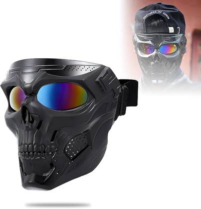 BRXR Skull Mask Full Face Tactical Masks with PC Lens Eye Protection for Paintball Helmet Breath Guard