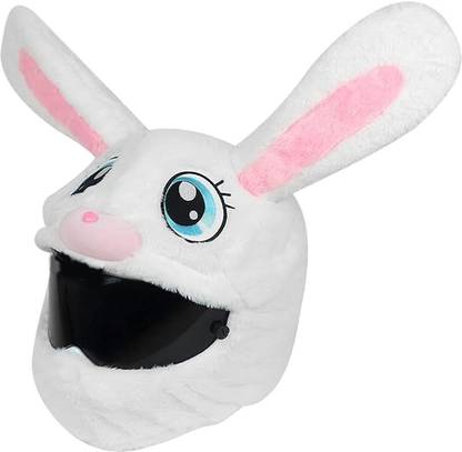 Khatushyam White Bunny Motorcycle Helmet Covers Suitable for Helmet Riding Gear Only Cover Helmet Buckle Clip