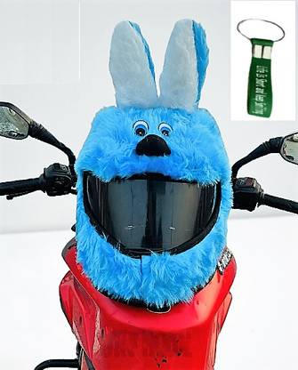 Gking Blue Bunny Helmet Covers for Helmet Riding Gear With Smiley Ball Combo Helmet Buckle Clip