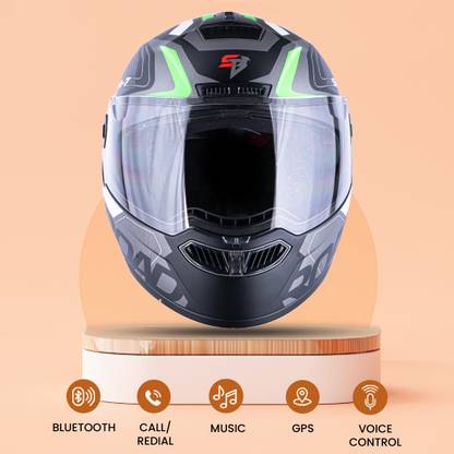 HEADFOX N2 Smart Bluetooth sba7 Calls | Music | GPS | Waterproof | Voice Command Road SV Motorbike Helmet