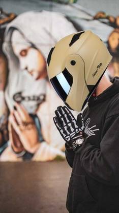 FOROLY Flip up ABS Material Aero- dynamic with Rainbow visor Motorbike Helmet