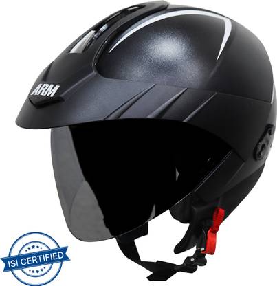 Steelbird SBH-33 ARM Open Face Helmet in Dashing Black Motorbike Helmet