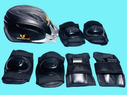SPEEDFOX Cycling Protection Set 7 in 1 Medium SIZE 11-15YEAR black Skating Kit Cycling Helmet