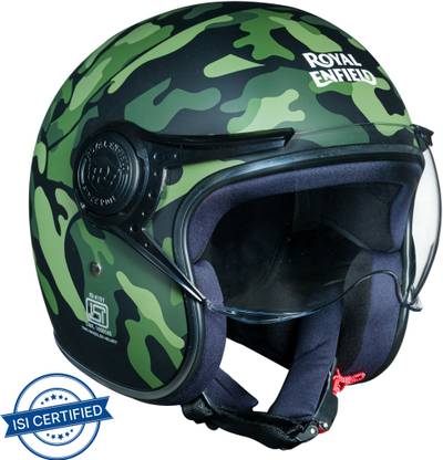 ROYAL ENFIELD Crackling Camo Jet Motorbike Helmet  (Camo Olive)