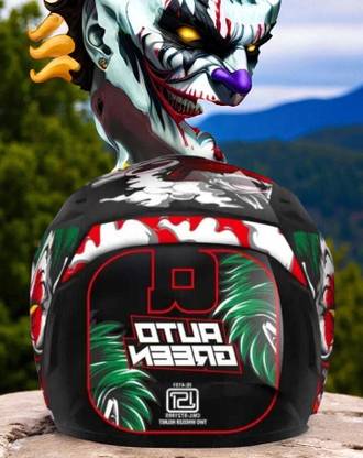 TRINOS Autogreen Agn Monster Clown with ABS Material Rainbow Visor (PP-1) Motorbike Helmet