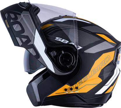 HEADFOX Smart Bluetooth ISI Certified Flip-Up for Men and Women Road Matt Orange & Black Motorbike Helmet