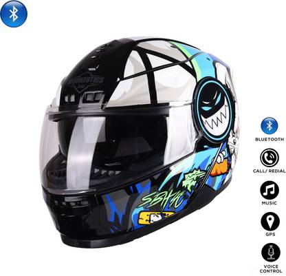 Steelbird Crazy Doe Bluetooth Full Face ISI Certified Helmet for Men with Inner Sun Shield Motorbike Helmet