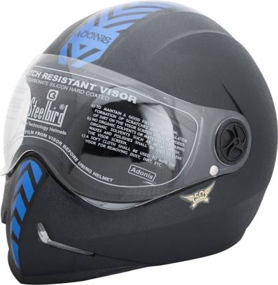Steelbird Adonis Blue Sticker Motorbike Helmet