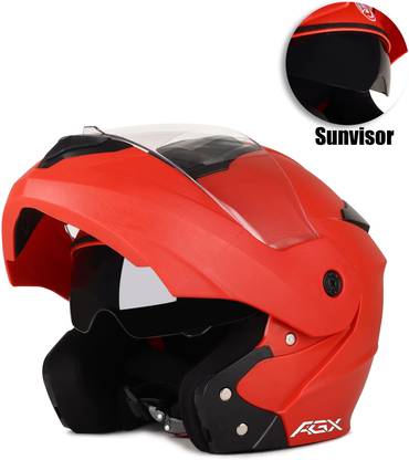 Agx Flipup Dual Visor with Unbreakable PC Visor ABS Material Unisex Motorbike Helmet