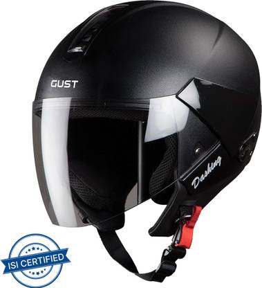 Steelbird SB-33 7Wings Gust Open Face Helmet in Black with Plain Visor Motorsports Helmet