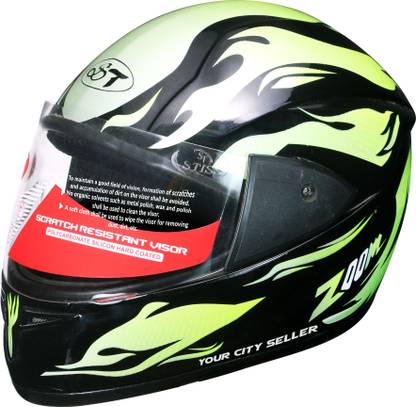stiss Stylish Black And Green Design Full Face Men Motorbike Helmet